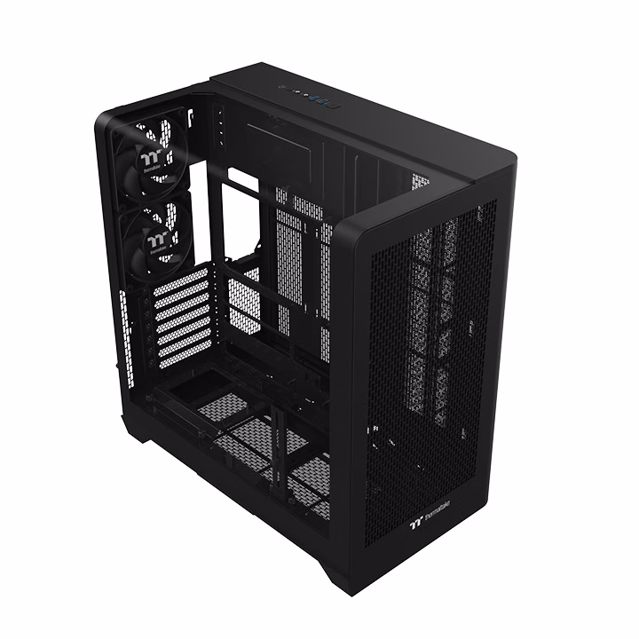 Thermaltake View 390 Air Mid Tower Case, Curved Tempered Glass, Supports Hidden-Connector Motherboards, Rotatable PCIe Slots, Black | CA-11F-00M1WN-00 thumbnail 6