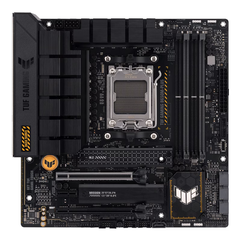 ASUS TUF GAMING B650M-PLUS Micro-ATX AMD Motherboard, AM5 Socket, AMD B650 Chipset, 4x 2-Channel DDR5 128GB Max, 2x M.2, 1x PCIe 4.0/3.0 x16, 4x SATA 6Gb/s, 1xHDMI/1xDP | 90MB1BG0-M0EAY0 – Buy Online