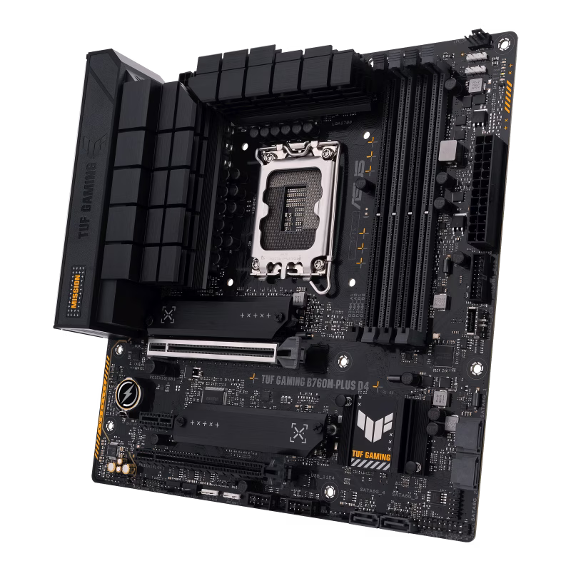 ASUS TUF GAMING B760M-PLUS D4 LGA1700 Micro-ATX Motherboard, Intel B760 Chipset, 4x DDR4 DIMM, 128GB Max Memory, SATA 6 Gbps, HDMI, DP, USB 3.2 Gen 1 Type-C | 90MB1DI0-M0EAY0 thumbnail 2