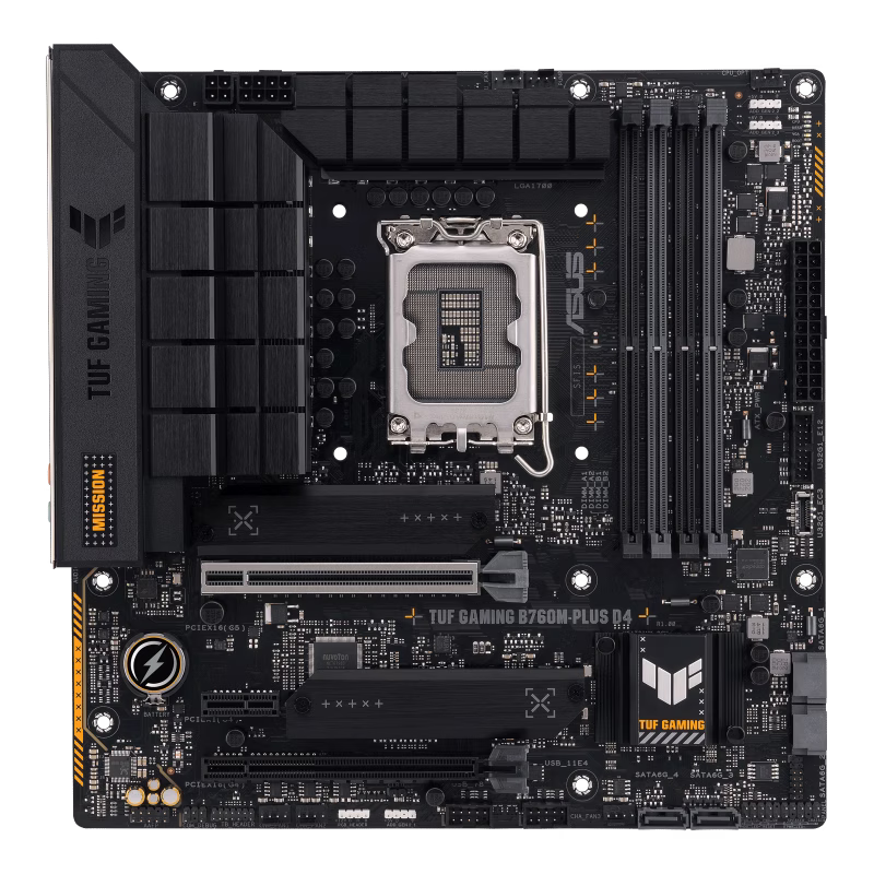 ASUS TUF GAMING B760M-PLUS D4 LGA1700 Micro-ATX Motherboard, Intel B760 Chipset, 4x DDR4 DIMM, 128GB Max Memory, SATA 6 Gbps, HDMI, DP, USB 3.2 Gen 1 Type-C | 90MB1DI0-M0EAY0 thumbnail 4