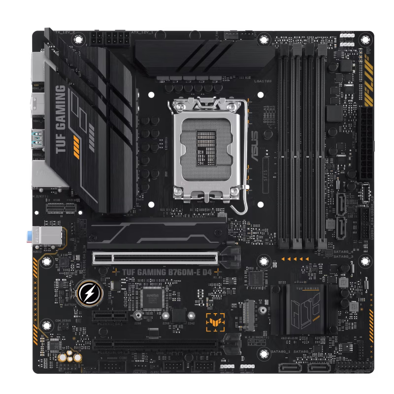 ASUS TUF GAMING B760M-E D4 LGA1700 mATX Motherboard, Intel B760 Chipset, 4x DDR4 DIMM, 128GB Max Memory, 2.5Gb Ethernet, 2 x M.2, PCIe 4.0, USB 3.2 10G/5G, HDMI / DP / PS/2 | 90MB1E90-M0EAY0 thumbnail 2