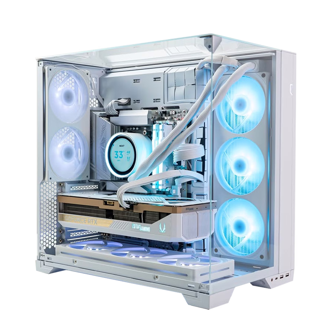 High-End White Gaming PC: AMD Ryzen 9 9950X3D + ZOTAC RTX 5080 SOLID OC White 16GB, 32GB DDR5 6000MHz RGB, 1TB Samsung 990 PRO, 360mm LCD AIO, 1000W Gold, WiFi 7, Lian Li O11 Vision White Case thumbnail 2