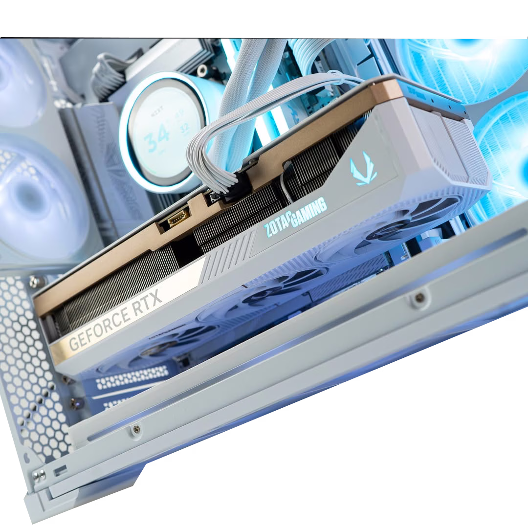 High-End White Gaming PC: AMD Ryzen 9 9950X3D + ZOTAC RTX 5080 SOLID OC White 16GB, 32GB DDR5 6000MHz RGB, 1TB Samsung 990 PRO, 360mm LCD AIO, 1000W Gold, WiFi 7, Lian Li O11 Vision White Case thumbnail 4