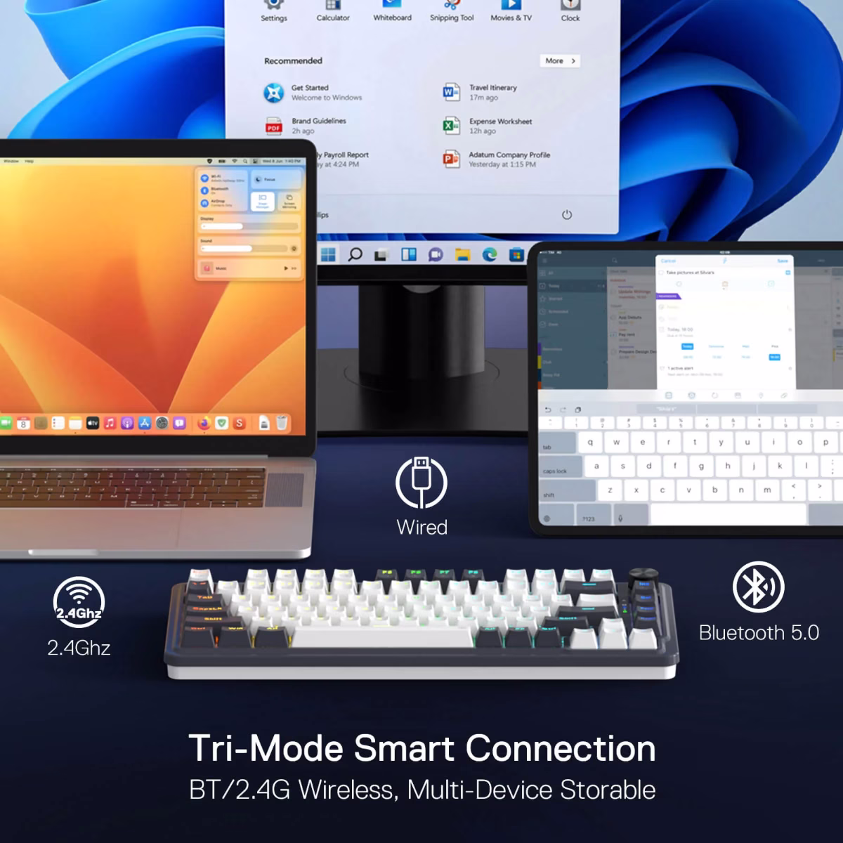 Redragon UCAL K673 PRO Wireless 75% Mechanical Gaming Keyboard, 81 Keys Hot-swappable, 3 Compact Mode, Hot-Swap Socket, Linear Red Switch, 3000mAh Battery | K673CPG-RGB-PRO thumbnail 8