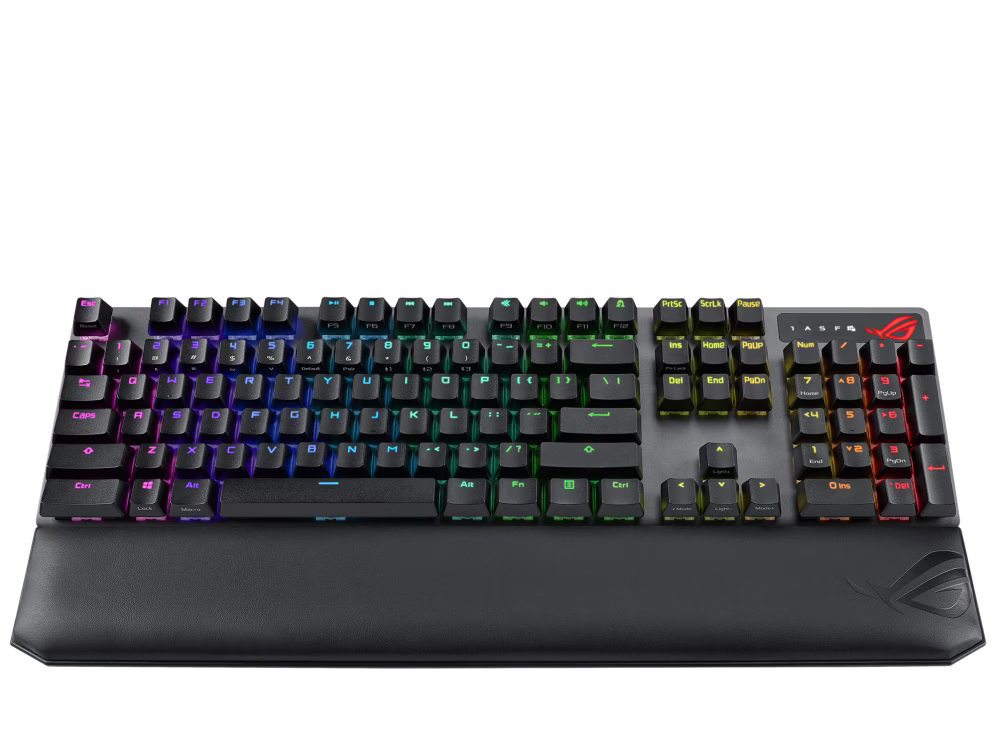 Asus Rog Strix XA09 Scope NX Wireless Deluxe RGB Mechanical Gaming Keyboard, NX Red Switches, 2.4 GHz/ BT/Wired USB Connectivity, Magnetic Wrist Rest, 100% AG, N-Key Rollover, Black | 90MP0216-BKCA00 thumbnail 3