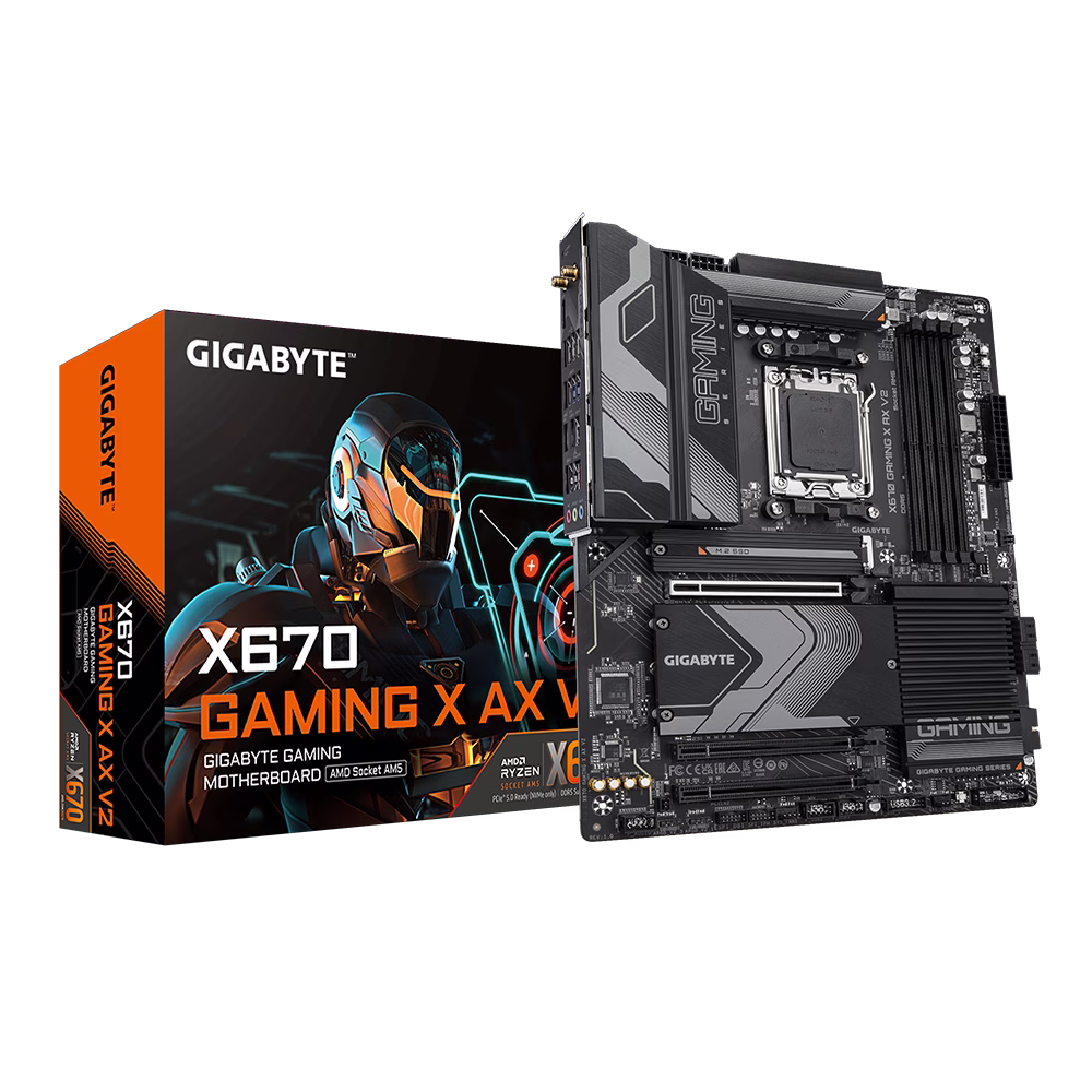 Gigabyte X670 GAMING X AX V2 ATX Motherboard, AM5, DDR5, 4xSMD DIMMs, 1xPCIe 5.0 x4 and 3xPCIe 4.0 x4 M.2, 2.5GbE LAN & Wi-Fi 6E 802.11ax, Q-Flash Plus, Smart Fan 6 | X670 GAMING X AX V2 DDR5 thumbnail 2