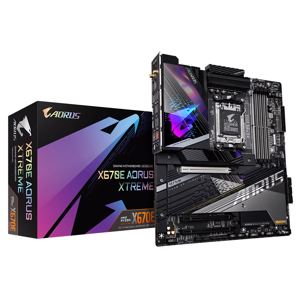 Gigabyte X670E AORUS XTREME (rev. 1.x) AMD X670 Chipset E-ATX Motherboard, DDR5, AM5, 4xSMD DIMMs, 4xPCIe 5.0 x4 M.2, 10GbE LAN & Wi-Fi 6E 802.11ax, DP, HDMI, USB-C 10Gbps, Dual USB-C 20Gbps, Q-Flash Plus  | X670E AORUS XTREME  DDR5 thumbnail 4