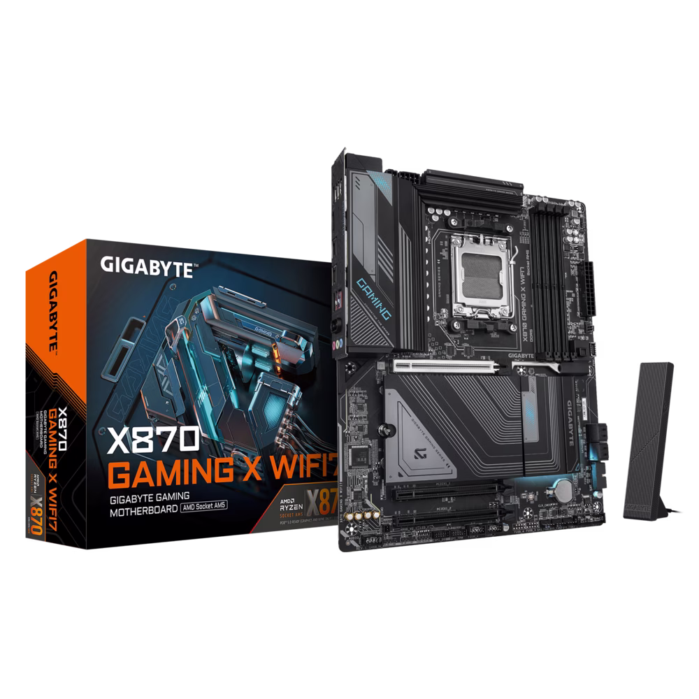 Gigabyte X870 GAMING X WIFI7 AM5 ATX Motherboard, 4x DIMMs with AMD EXPO up to 256 GB 8200(OC), 2.5GbE LAN & Wi-Fi 7, Dual USB4 Type-C with DP-Alt, HDMI | X870 GAMING X WIFI7 image