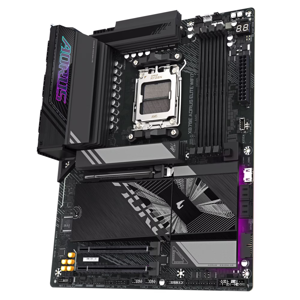 Gigabyte X870E AORUS ELITE WIFI7 AM5 ATX Motherboard, 4x DIMMs with AMD EXPO, 4x M.2 slots, 3x PCIe 5.0 x4, 2.5GbE LAN & Wi-Fi 7, Dual USB4 Type-C with DP-Alt, HDMI | X870E AORUS ELITE WIFI7 thumbnail 8