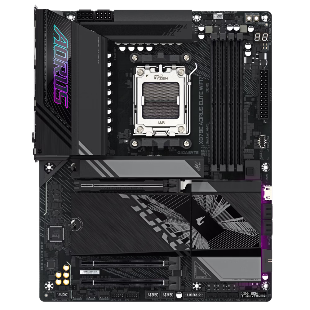 Gigabyte X870E AORUS ELITE WIFI7 AM5 ATX Motherboard, 4x DIMMs with AMD EXPO, 4x M.2 slots, 3x PCIe 5.0 x4, 2.5GbE LAN & Wi-Fi 7, Dual USB4 Type-C with DP-Alt, HDMI | X870E AORUS ELITE WIFI7 thumbnail 11