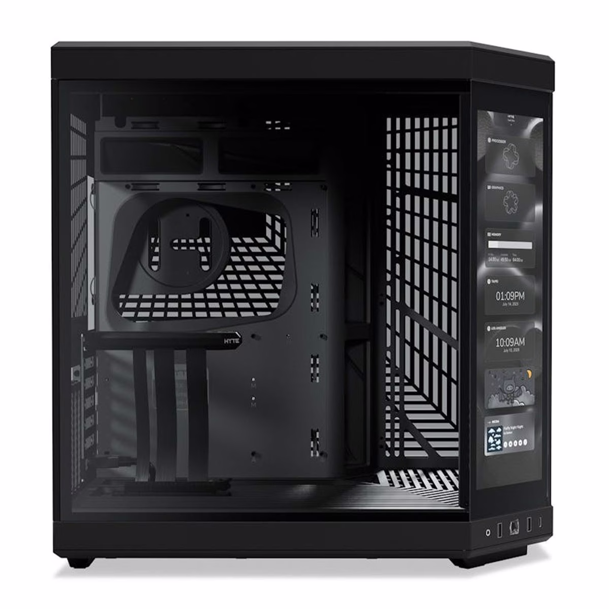 Hyte Y70 Touch Dual Chamber Mid-Tower ATX Case, ITX, mATX, ATX, EATX, PCIE 4.0 x 16 riser cable included, 1x USB-C 3.2 Gen 2, 2x USB-A 3.2 Gen 1, 1x 3.5mm Audio/Mic Combo Jack Black | CS-HYTE-Y70-B-L thumbnail 4