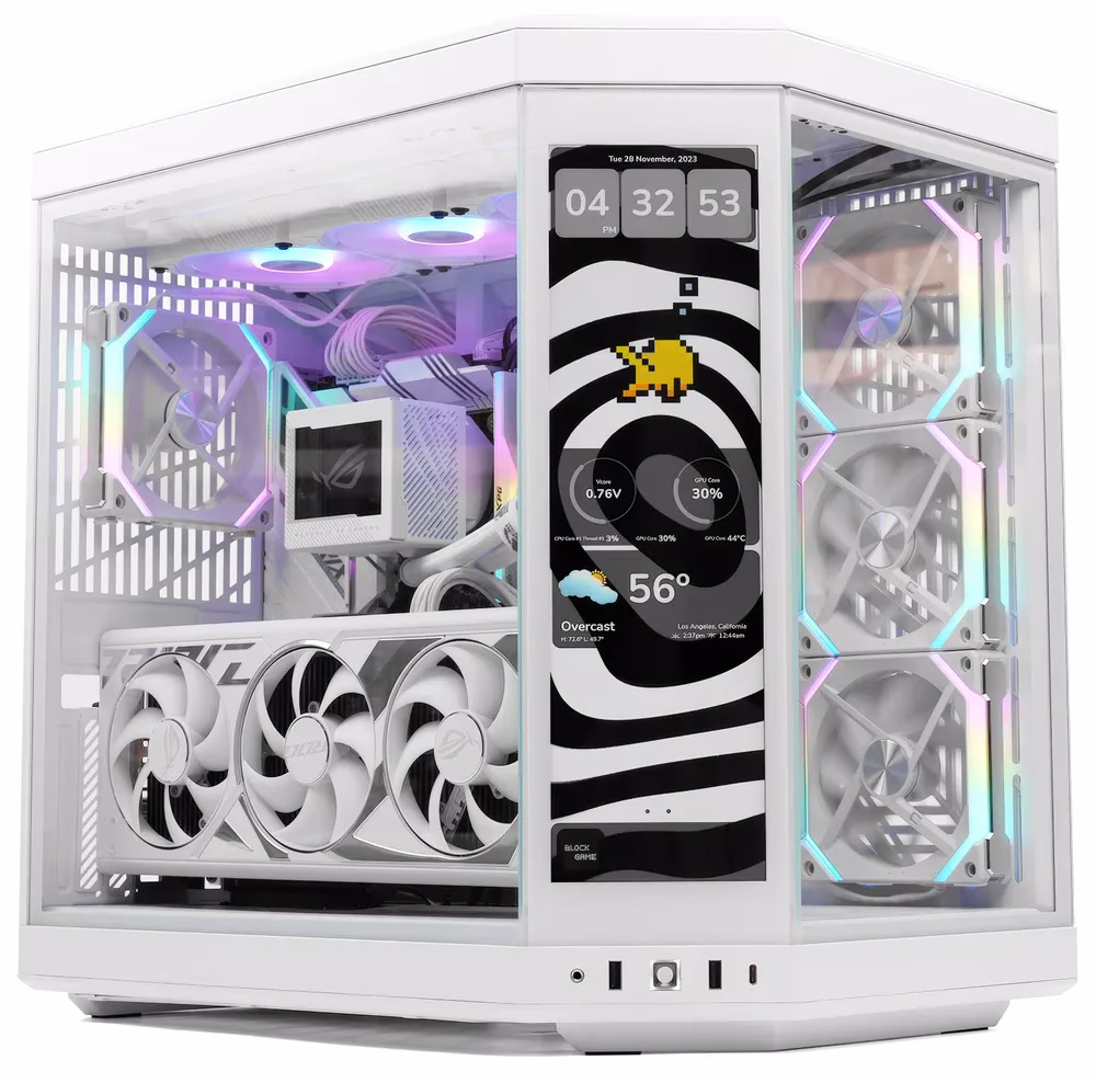 Hyte Y70 White AMD Gaming And Renderning PC, AMD Ryzen 9 9900X, RTX 4080 Super 16GB, 64GB (2x32GB) 6000MTs, 2TB NVMe, 850W image