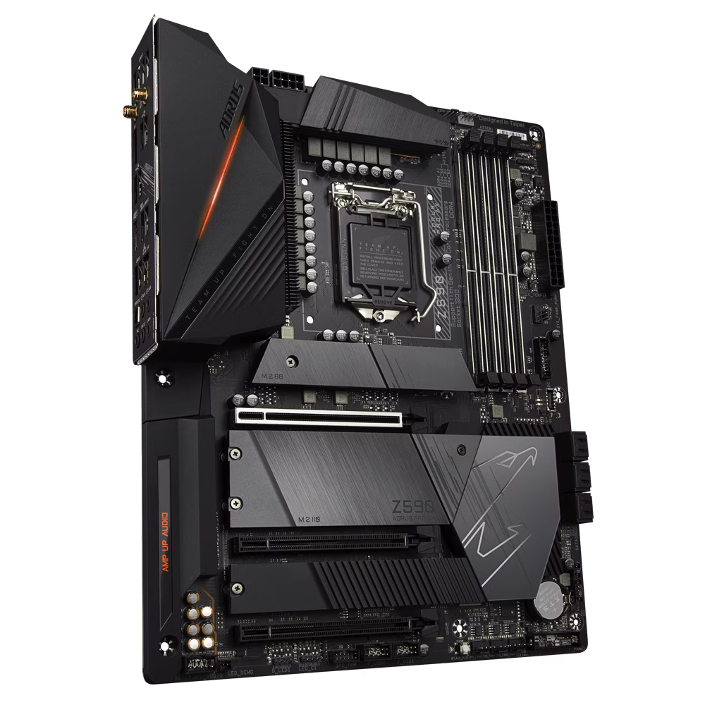  Gigabyte Z590 AORUS PRO AX Motherboard, Intel Z590, Dual Channel DDR4, 4x DIMMs, 4xM.2, Intel WiFi 6 802.11ax 2T2R & BT 5 with  AORUS Antenna, Q-FLASH Onboard Button | Z590-AORUS-PRO-AX thumbnail 2