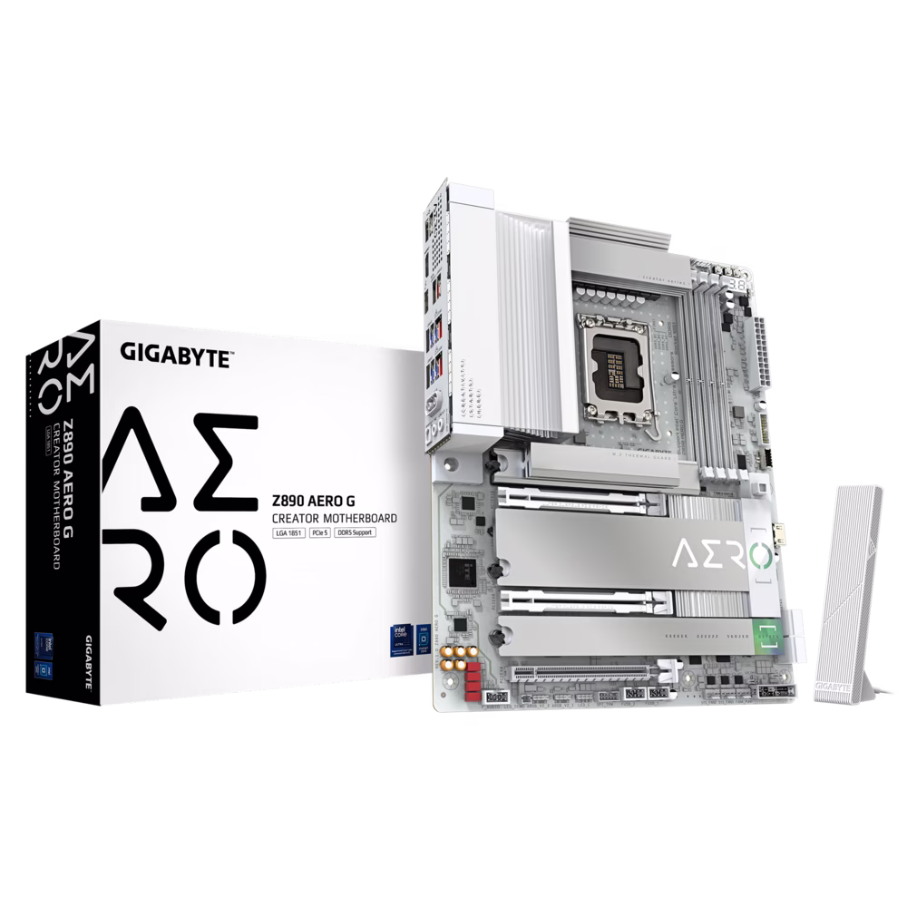 GIGABYTE Z890 Aero G LGA 1851 ATX DDR5 Motherboard, Intel Z890 Express Chipset, 4x DIMM Slots, Up to 256GB Max Memory, Wi-Fi 7 & BT5.4, 2x PCIe 5.0 x16 Slots, 5x M.2 Slots, White | Z890-AERO-G thumbnail 4