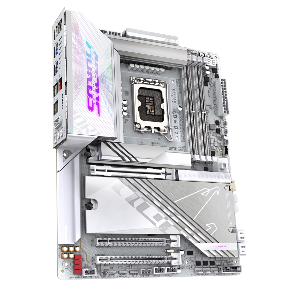 Gigabyte Z890 AORUS PRO ICE LGA1851 DDR5 ATX Motherboard, 4 x DDR5 DIMM Up to 256 GB, 5x M.2, 4x SATA, Wi-Fi 7 & BT 5.4, White | Z890 AORUS PRO ICE thumbnail 3