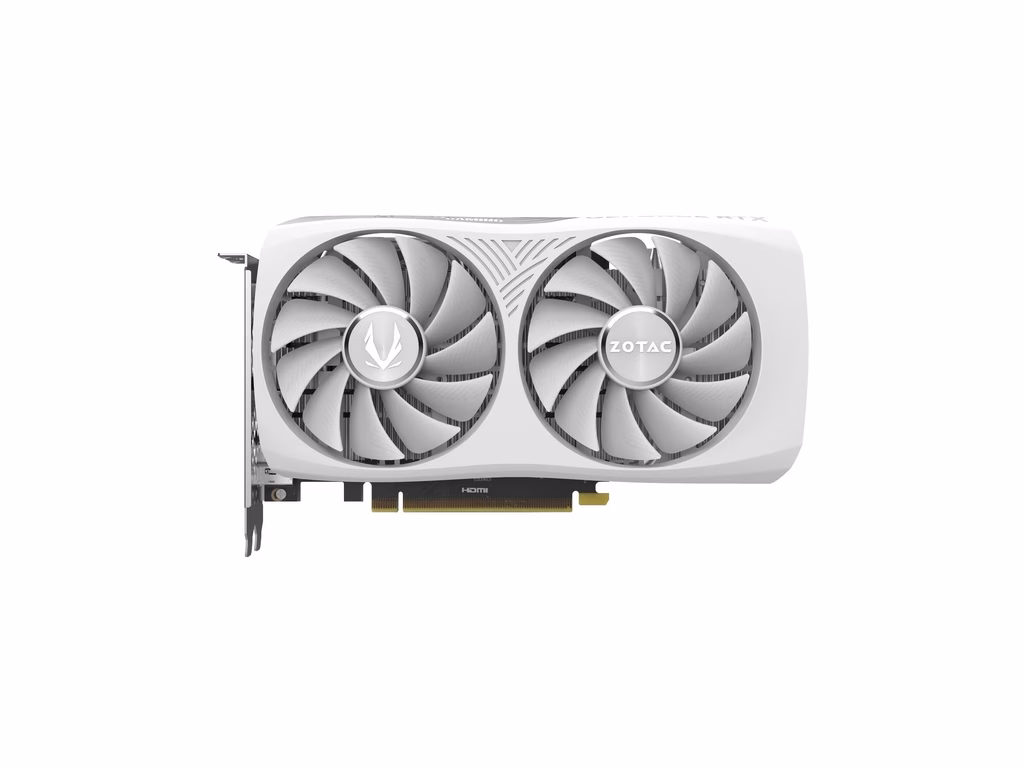 ZOTAC GAMING GeForce RTX 4060 8GB Twin Edge OC White Edition Graphic card, 8GB GDDR6, PCI, 3072 CUDA cores, 128-bit, 3 x DisplayPort, 1 x HDMI, Air Cooled | ZT-D40600Q-10M image