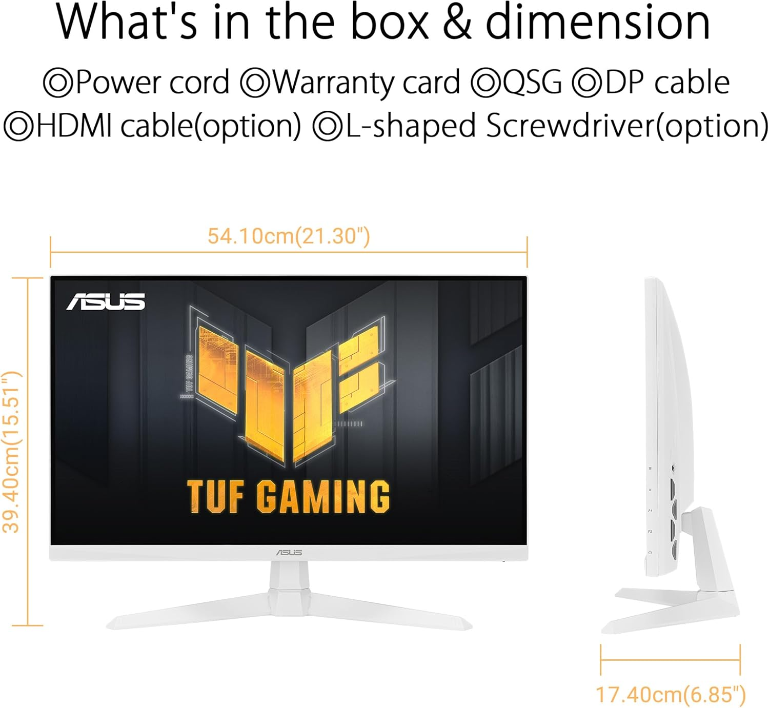 ASUS TUF Gaming VG249Q3A-W 24-inch Gaming Monitor, Full HD(1920x1080), 180Hz, Fast IPS, ELMB, 1ms (GTG), FreeSync Premium, Variable Overdrive, 99% sRGB | 90LM09B2-B01170 thumbnail 2