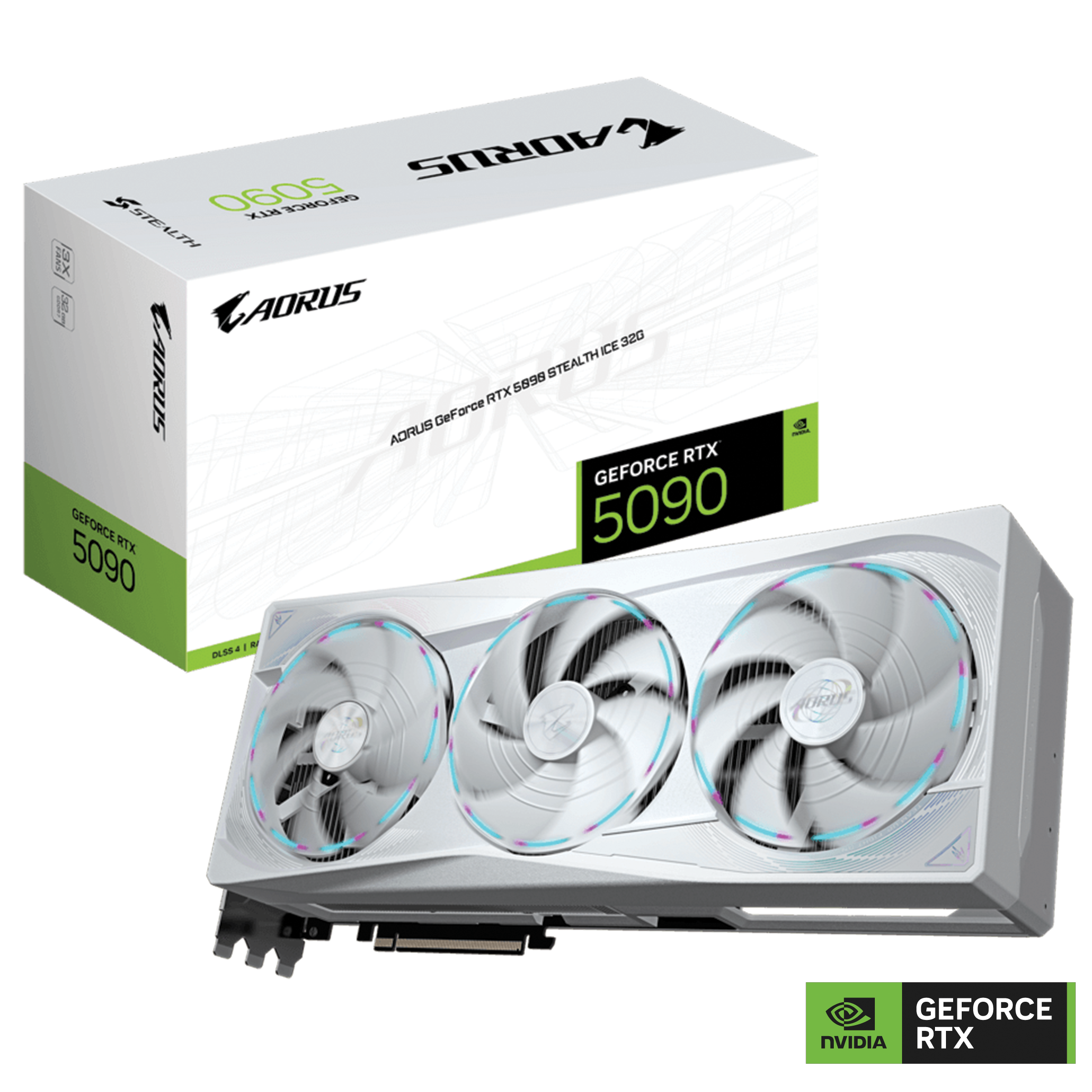 AORUS GeForce RTX 5090 STEALTH ICE 32G Graphics Card, 32GB GDDR7, 28 Gbps 512 bit, NVIDIA Blackwell & DLSS 4, WINDFORCE Cooling, PCI-E 5.0 | GV-N5090AORUSST ICE-32GD – Buy Online