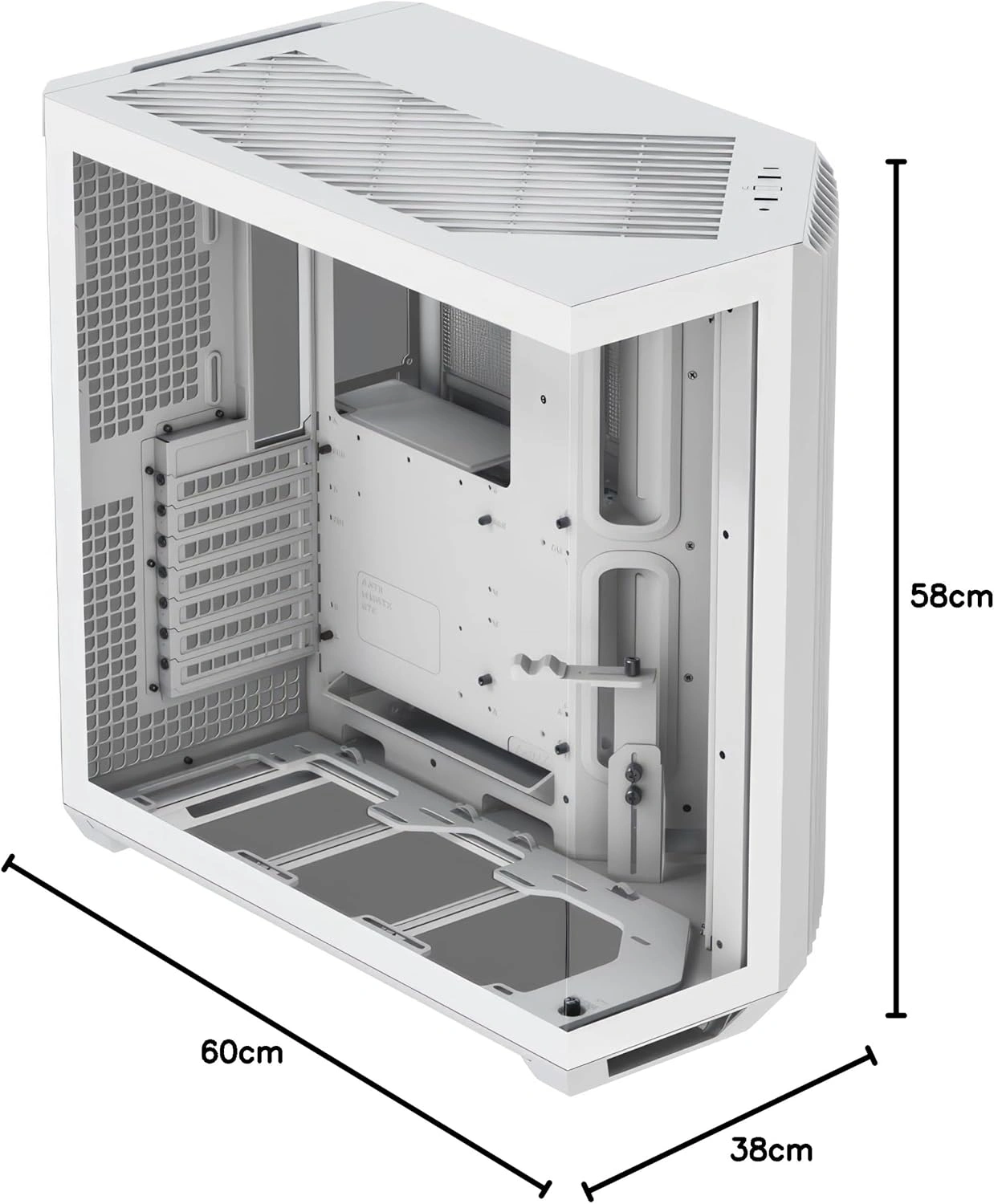 APNX V1-WT-V1 Glass Edition White Gaming Case, 360mm Radiator Support, 10 Fan Slots, SGCC Steel Body, Dual Chamber Panoramic Design, White | V1-WT-V1 thumbnail 9