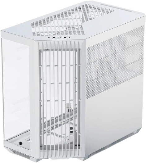 APNX V1-WT-V1 Glass Edition White Gaming Case, 360mm Radiator Support, 10 Fan Slots, SGCC Steel Body, Dual Chamber Panoramic Design, White | V1-WT-V1 image