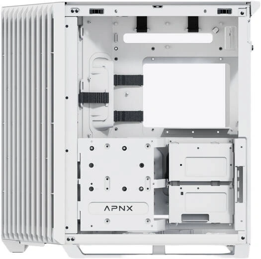 APNX V1-WT-V1 Glass Edition White Gaming Case, 360mm Radiator Support, 10 Fan Slots, SGCC Steel Body, Dual Chamber Panoramic Design, White | V1-WT-V1 thumbnail 7