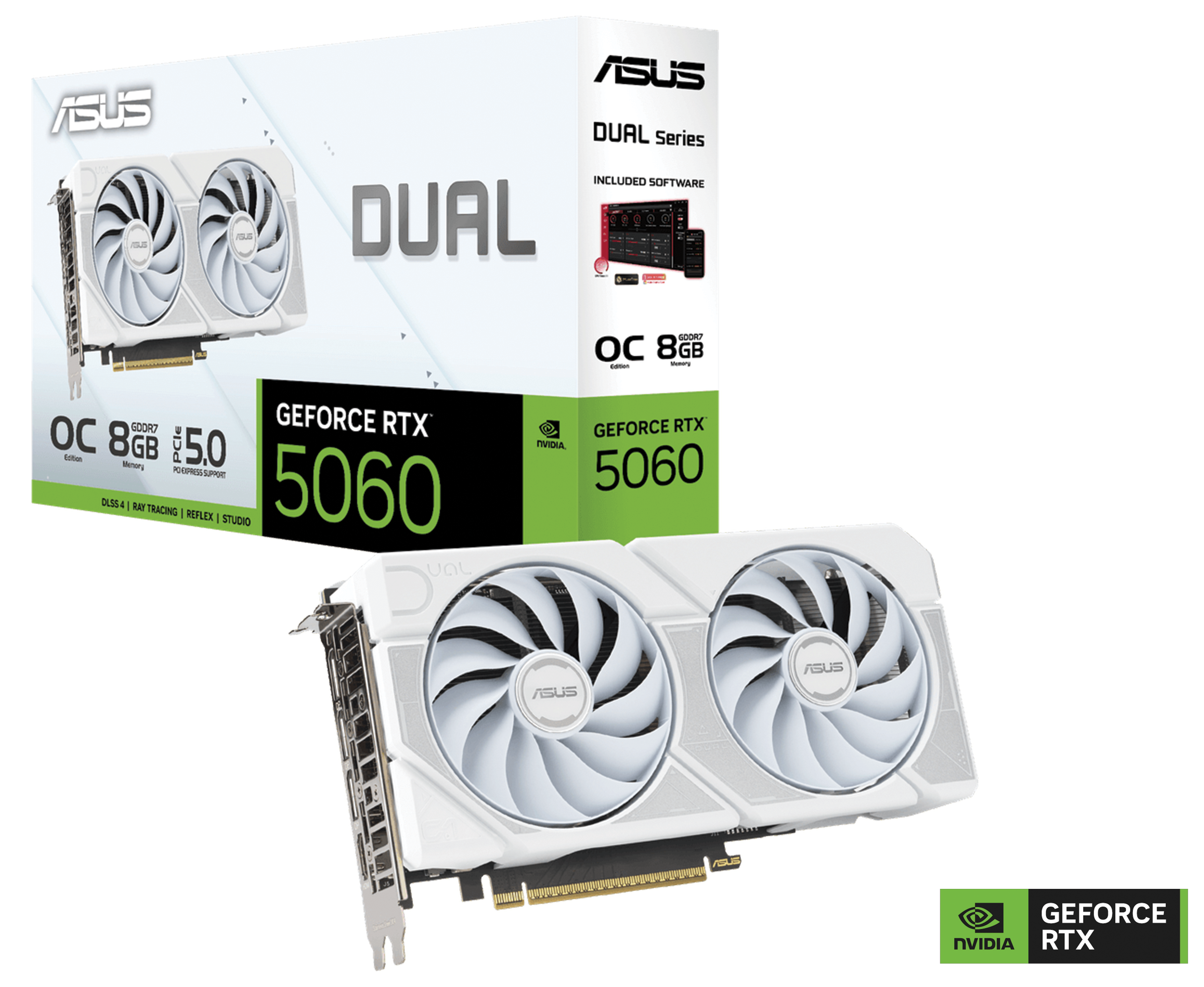 ASUS NVIDIA Dual GeForce RTX 5060 White OC Edition 8GB GDDR7 Graphics Card, 128-bit  28 Gbps, 623 AI TOPs, Blackwell Architecture | 90YV0N15-M0NA00 – Buy Online