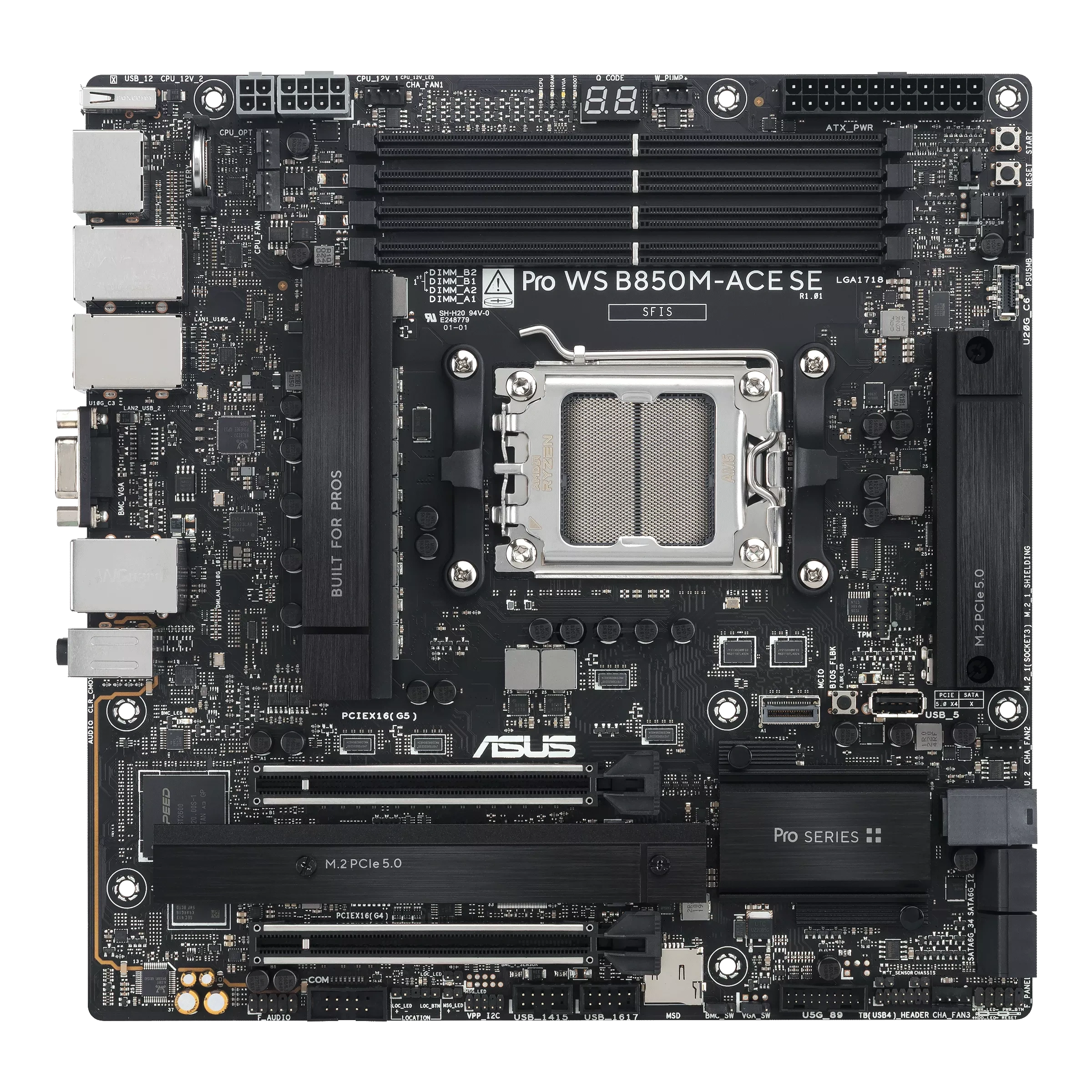 ASUS Pro WS B850M-ACE SE Workstation Motherboard, AMD AM5, DDR5, PCIe 5.0, 10Gb LAN, IPMI | 90MB1MN0-M0EAY0 thumbnail 2