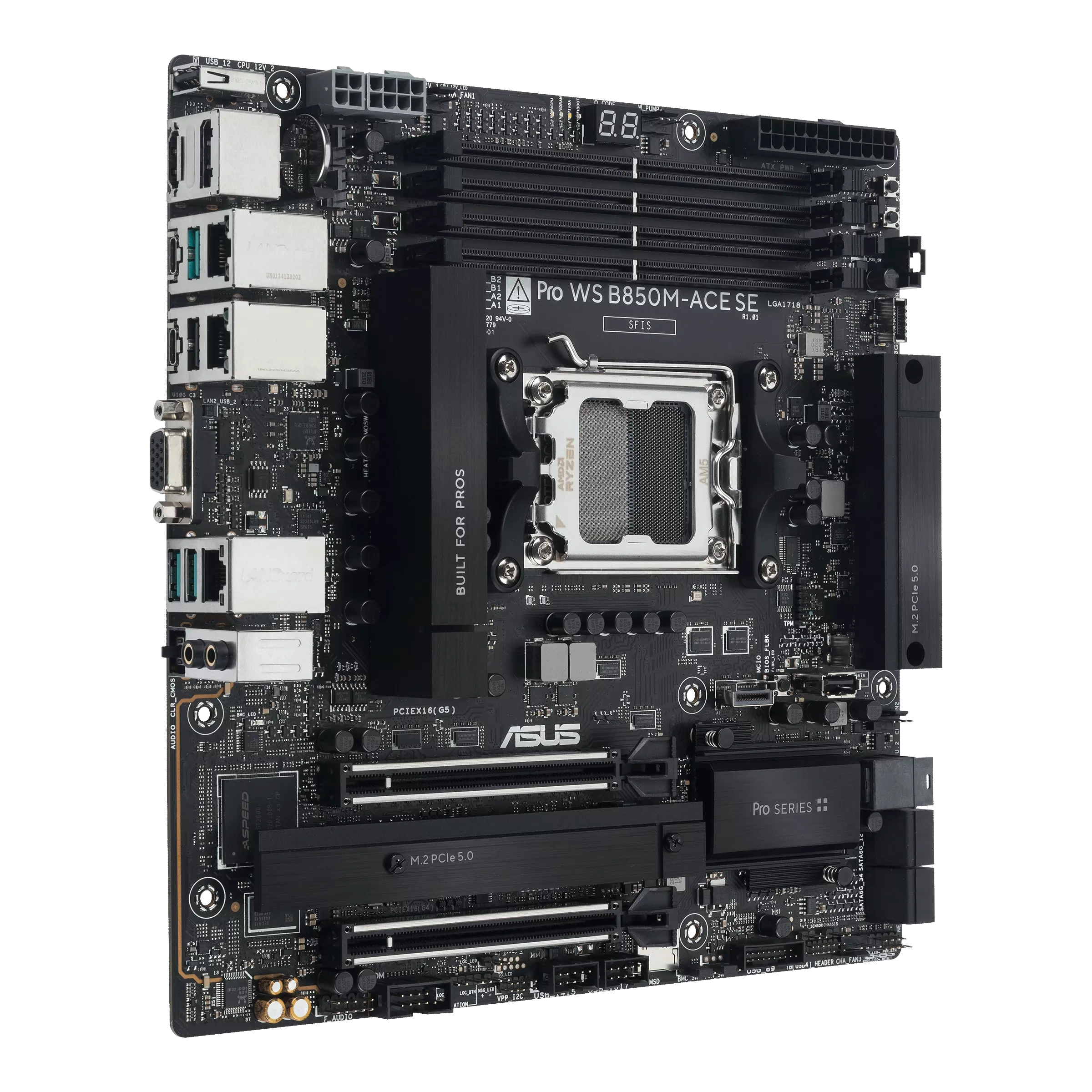 ASUS Pro WS B850M-ACE SE Workstation Motherboard, AMD AM5, DDR5, PCIe 5.0, 10Gb LAN, IPMI | 90MB1MN0-M0EAY0 thumbnail 3