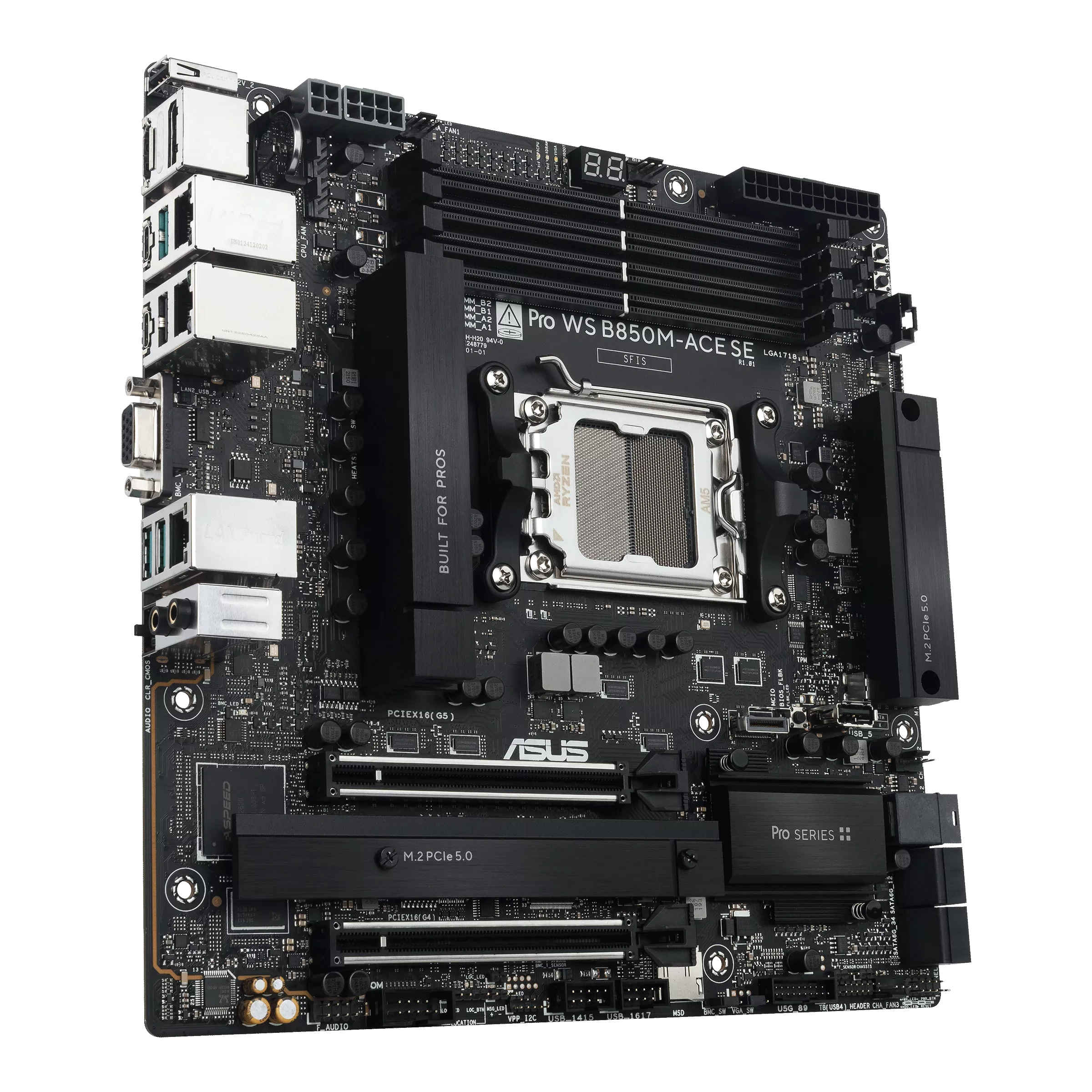 ASUS Pro WS B850M-ACE SE Workstation Motherboard, AMD AM5, DDR5, PCIe 5.0, 10Gb LAN, IPMI | 90MB1MN0-M0EAY0 thumbnail 4