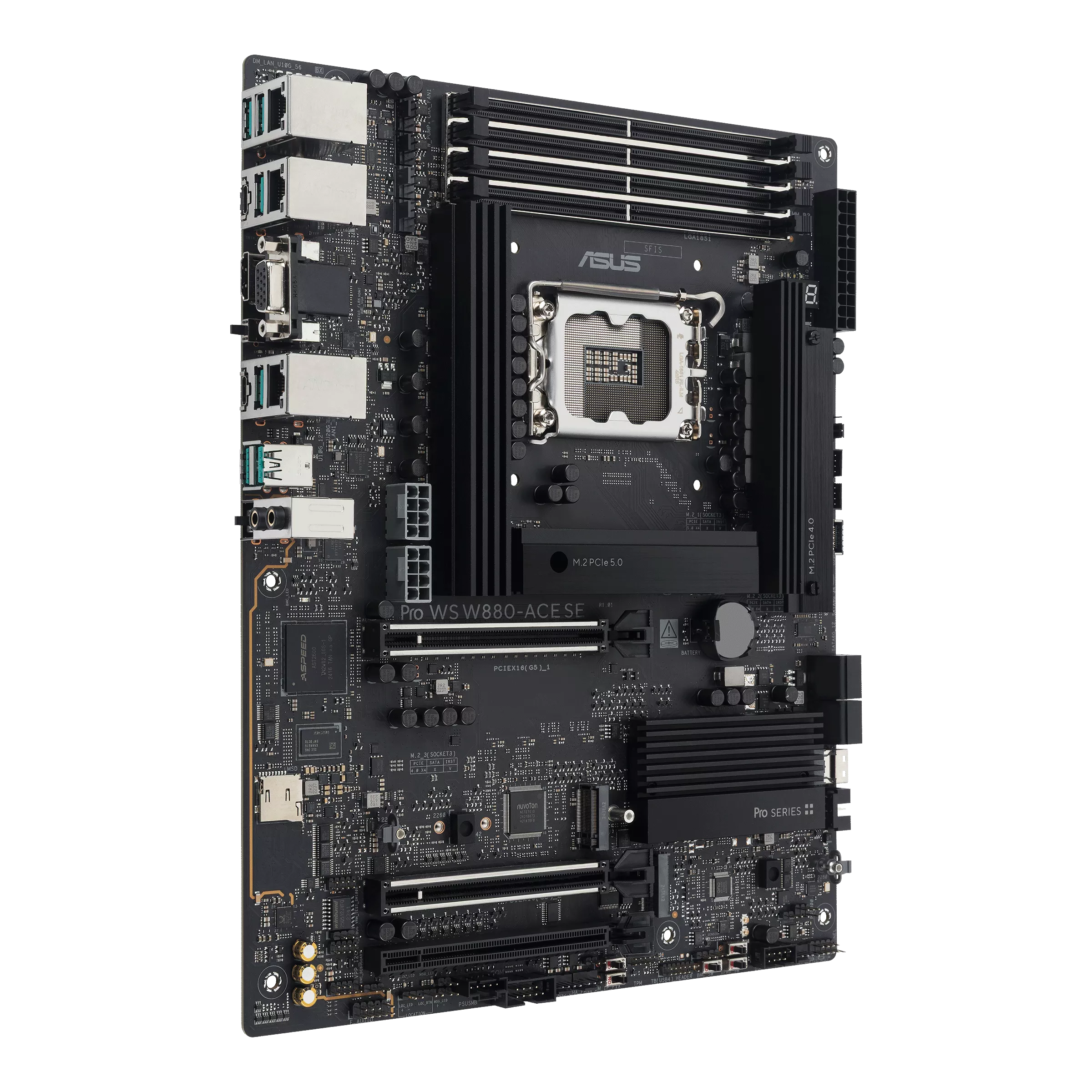 ASUS Pro WS W880-ACE SE Workstation Motherboard, Intel LGA 1851, PCIe 5.0, AI PC Ready, Dual Thunderbolt 4, DDR5 ECC | 90MB1KV0-M0EAY0 thumbnail 2