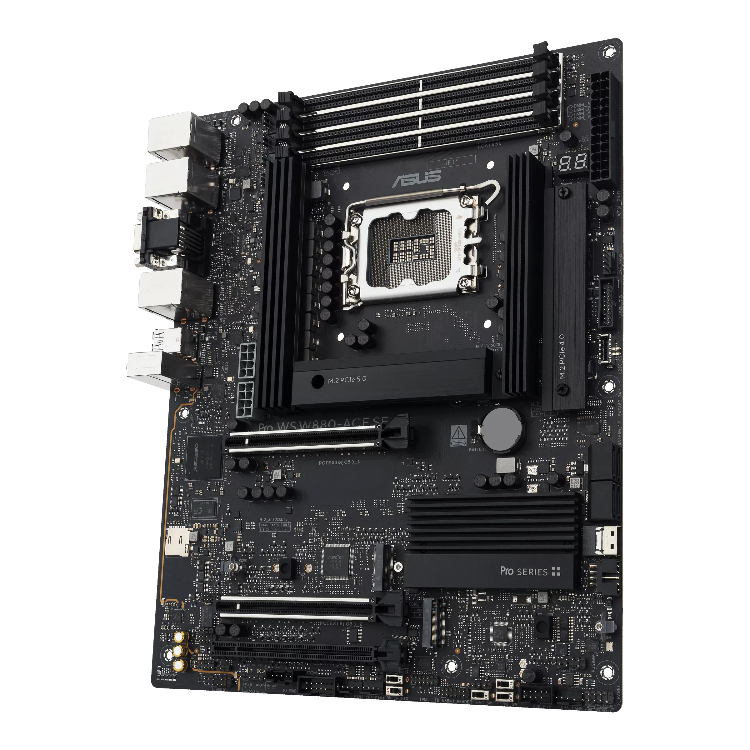 ASUS Pro WS W880-ACE SE Workstation Motherboard, Intel LGA 1851, PCIe 5.0, AI PC Ready, Dual Thunderbolt 4, DDR5 ECC | 90MB1KV0-M0EAY0 thumbnail 3