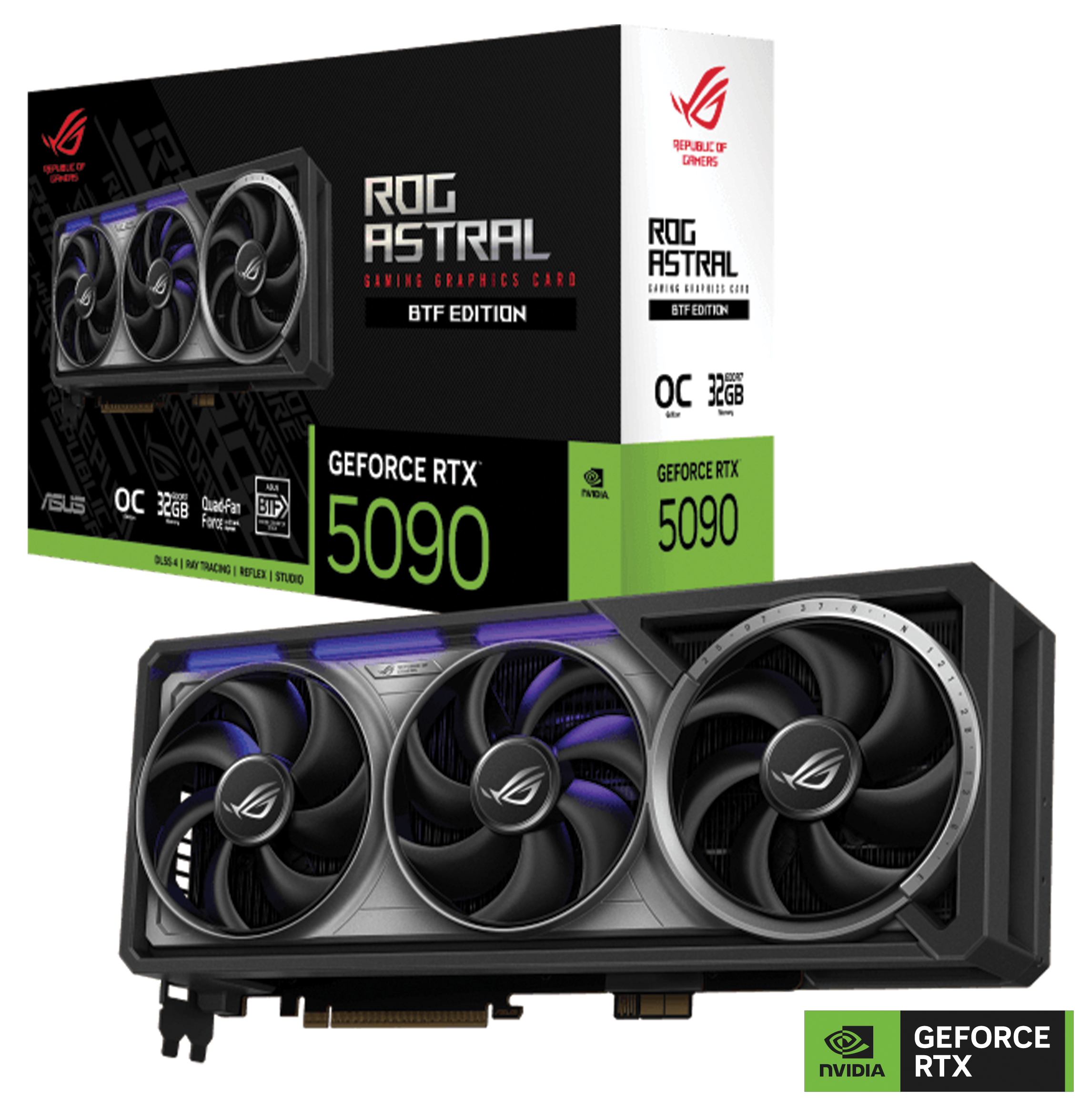 ASUS ROG Astral NVIDIA GeForce RTX 5090 32GB GDDR7 BTF OC Edition Graphics Card, 28 Gbps  512-bit, 21760 CUDA Core, 3593 AI TOPs, Detachable GC-HPWR Adapter | 90YV0NF0-M0NA00 – Buy Online
