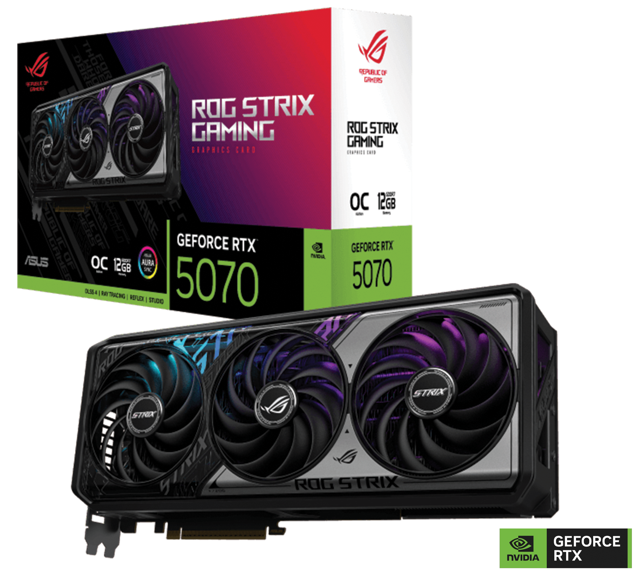 ASUS ROG Strix GeForce RTX 5070 12GB GDDR7 OC Edition Graphic Card, 12GB GDDR7, 192-bit  28 Gbps, 6144 CUDA Cores, 1044 AI TOPS, NVIDIA Blackwell architecture and DLSS 4 | 90YV0M80-M0NA00 – Buy Online