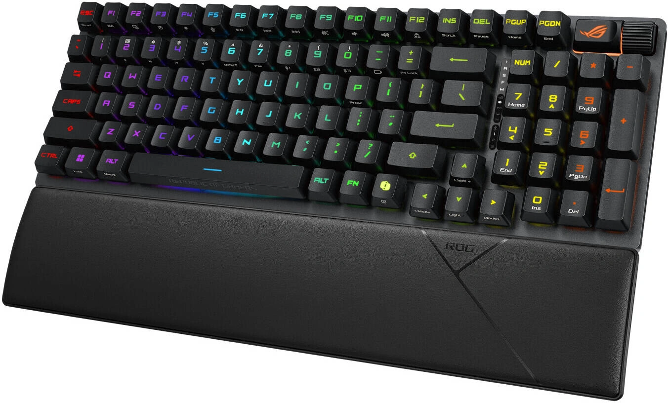 ASUS ROG Strix Scope II 96 Wireless Gaming Keyboard, ROG RX Blue Optical Mechanical Switches, Tri-Mode Connectivity, PBT/ABS Keycaps, Integrated Dampening Foam, Arabic, Black | 90MP03S2-BKCA00 thumbnail 3