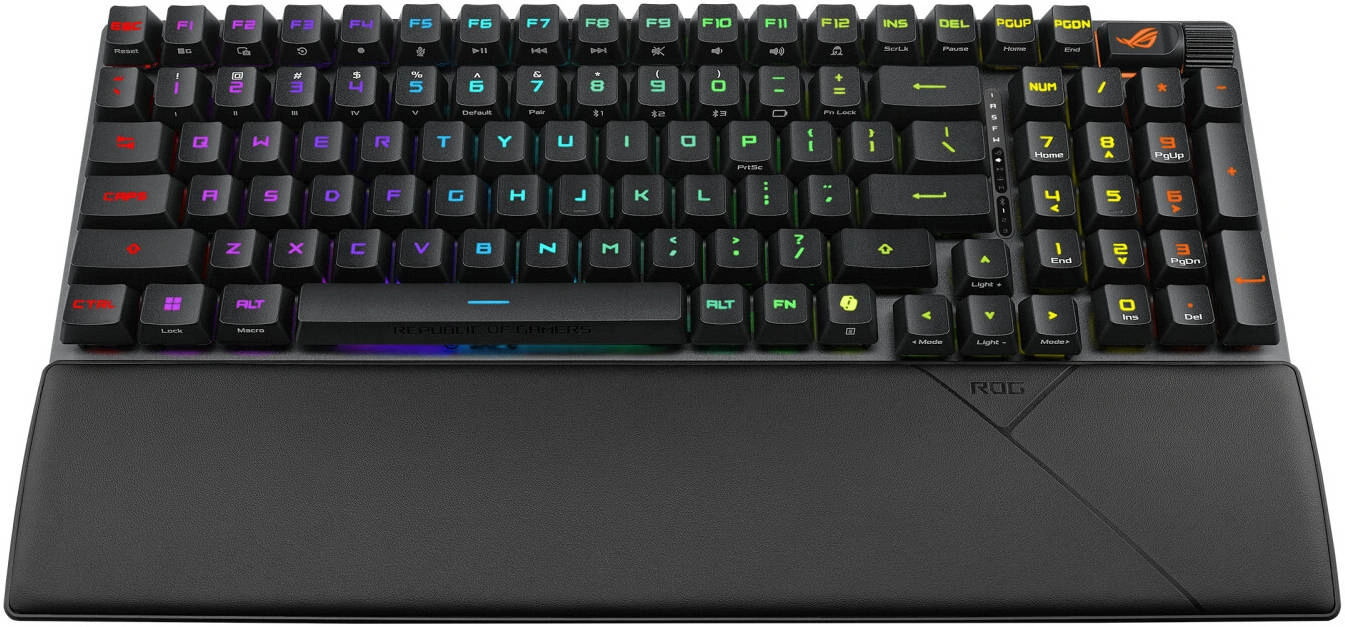 ASUS ROG Strix Scope II 96 Wireless Gaming Keyboard, ROG RX Blue Optical Mechanical Switches, Tri-Mode Connectivity, PBT/ABS Keycaps, Integrated Dampening Foam, Arabic, Black | 90MP03S2-BKCA00 thumbnail 4
