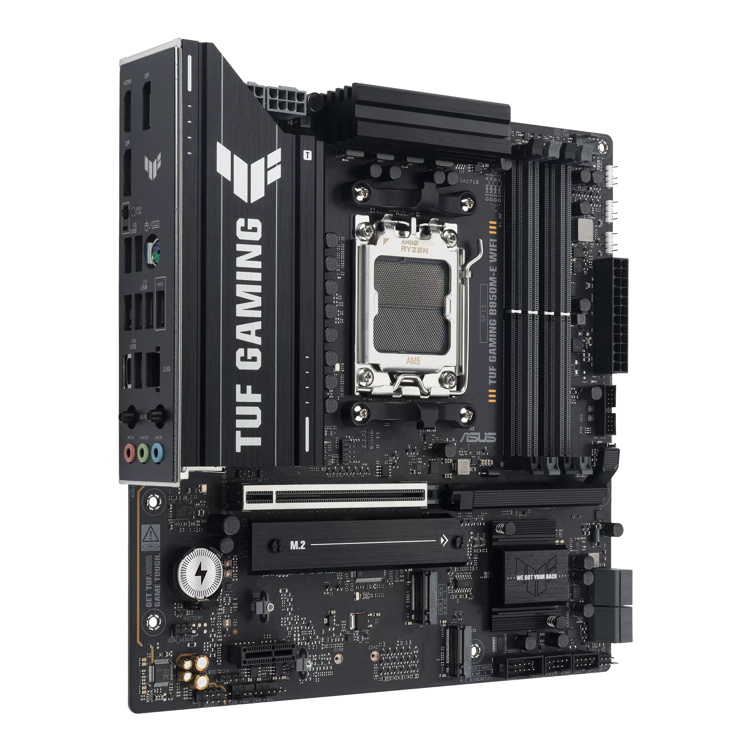 ASUS TUF Gaming B850M-E WIFI Motherboard, AM5 Socket, DDR5, PCIe 5.0, WiFi 6E, 2.5Gb LAN, mATX, Supports Ryzen 9000 Series | 90MB1LS0-M0EAY0 thumbnail 4