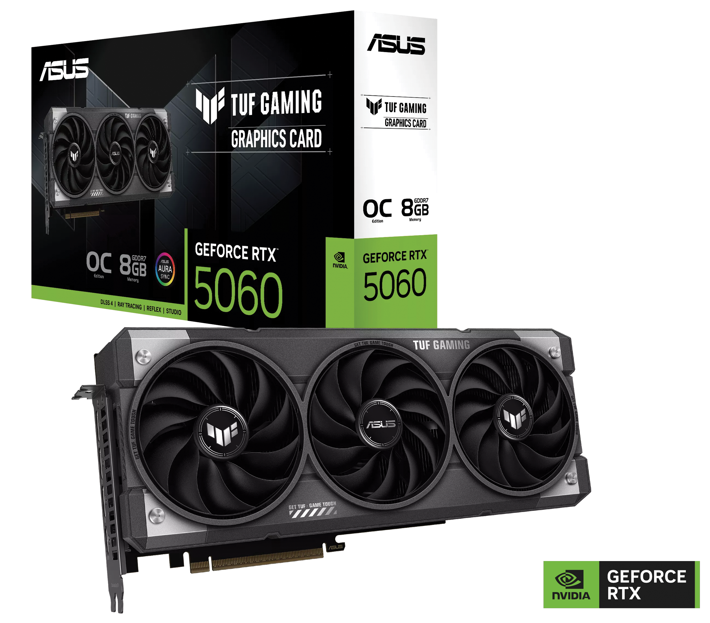 ASUS TUF Gaming GeForce RTX 5060 8GB GDDR7 OC Edition Graphic card, 128-bit 28 Gbps, 3840 CUDA Core, 2677MHz OC Clock,  PCI Express 5.0, NVIDIA Blackwell Architecture | 90YV0N00-M0NA00 – Buy Online