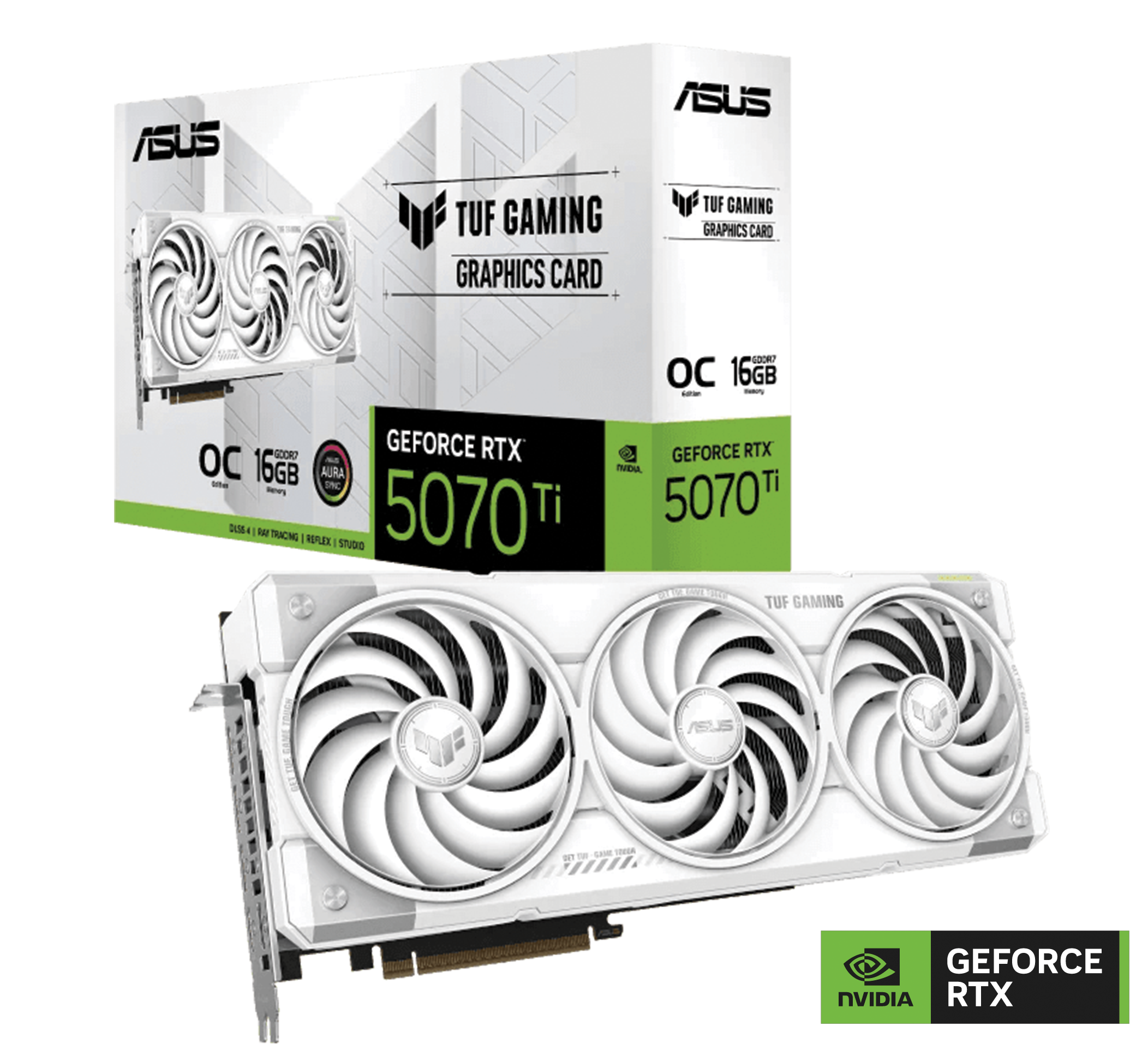 ASUS TUF Gaming  NVIDIA GeForce RTX 5070 Ti 16GB GDDR7 White OC Edition Graphics Card,  256-bit 28 Gbps, 8960 CUDA Core, 1484 AI TOPS | 90YV0MD3-M0NA00 – Buy Online