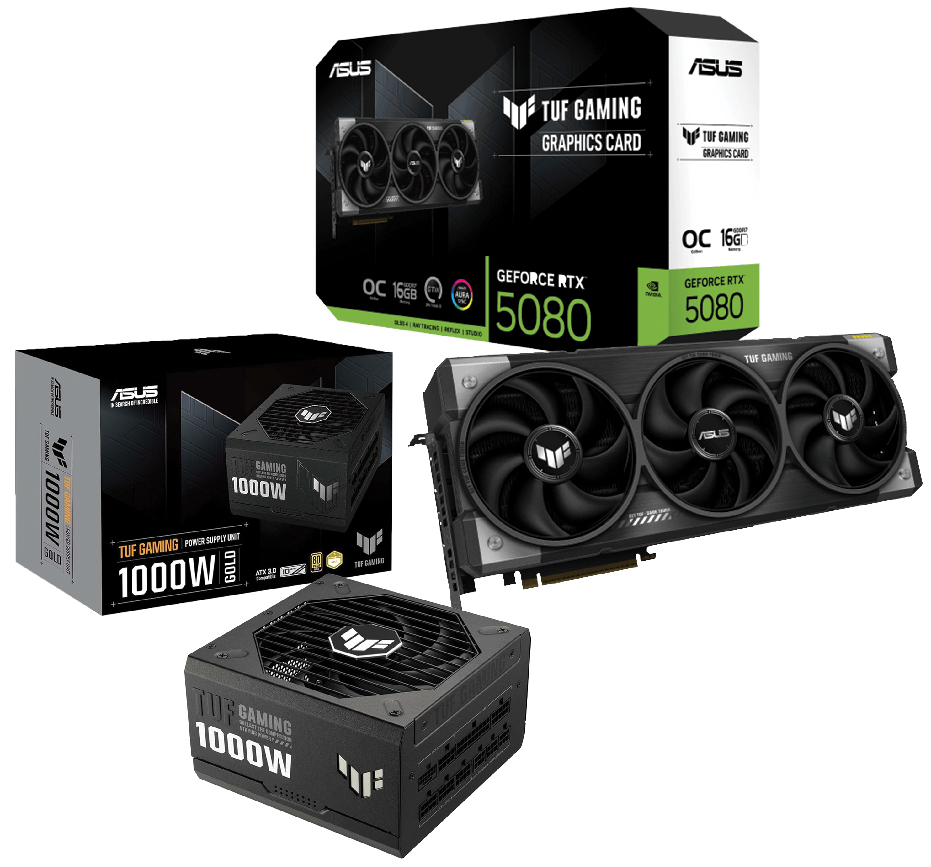 ASUS TUF Gaming RTX 5080 16GB OC Edition GDDR7 Graphics Card, TUF Gaming 1000W 80 Plus Gold ATX 3.0 Power Supply Bundle, PC Upgrade Combo, Black – Buy Online