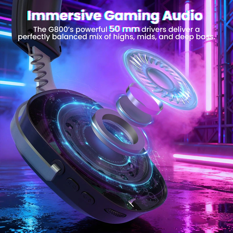 ATTACK SHARK G800 Wireless Gaming Headset, Tri-Mode (2.4G/BT/Wired), Black | G800 thumbnail 5