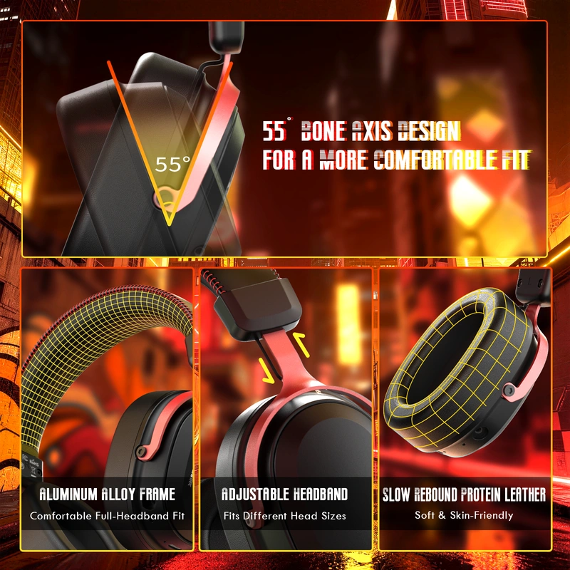 ATTACK SHARK L30 PRO Wireless Gaming Headset, Tri-Mode (2.4G/BT/Wired) | Black & Red | L30 PRO thumbnail 2