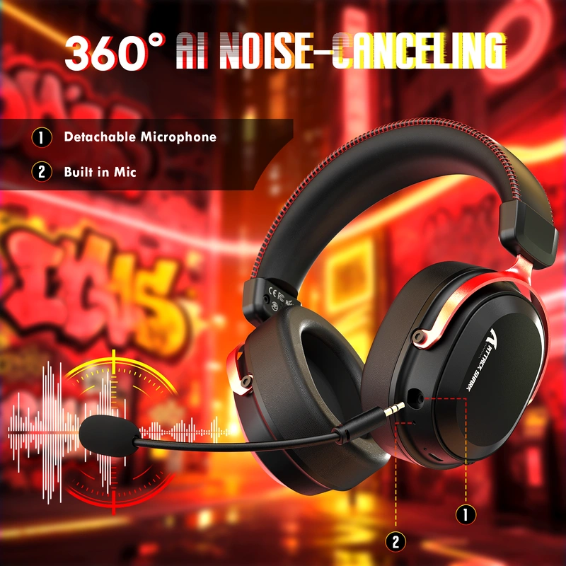 ATTACK SHARK L30 PRO Wireless Gaming Headset, Tri-Mode (2.4G/BT/Wired) | Black & Red | L30 PRO thumbnail 3