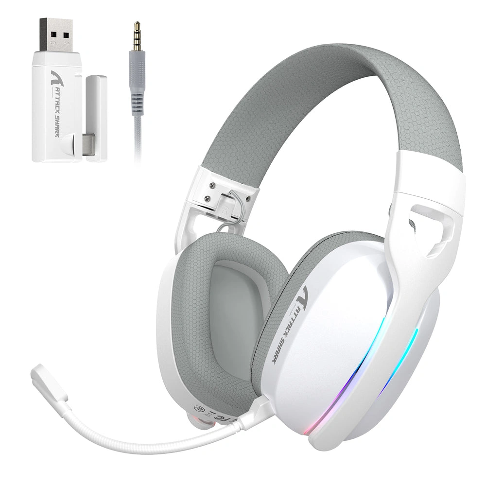 ATTACK SHARK L90 RGB Foldable Lightweight Wireless White Gaming Headset, White | L90 RGB – Buy Online