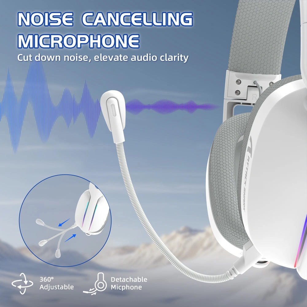 ATTACK SHARK L90 RGB Foldable Lightweight Wireless White Gaming Headset, White | L90 RGB thumbnail 4