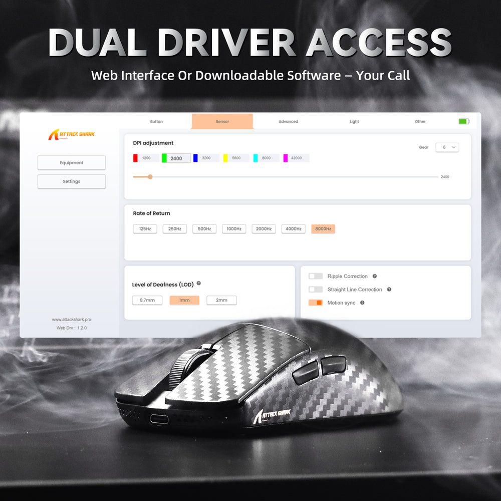 ATTACK SHARK R11 Ultra Carbon Fiber Wireless Gaming Mouse, 49g Superlight, 8K Polling Rate, PAW3950MAX Sensor, & Nano-Metal Ice Coating, Black | R11 thumbnail 6