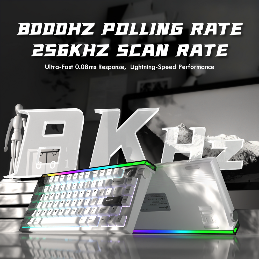 ATTACK SHARK ATTACK SHARK R85 HE Magnetic Switch Gaming Keyboard, 75% Wired, 8KHz Polling, 0.005mm Rapid Trigger Accuracy, & Custom RGB Lightbox, White | R85 HE - thumbnail 5