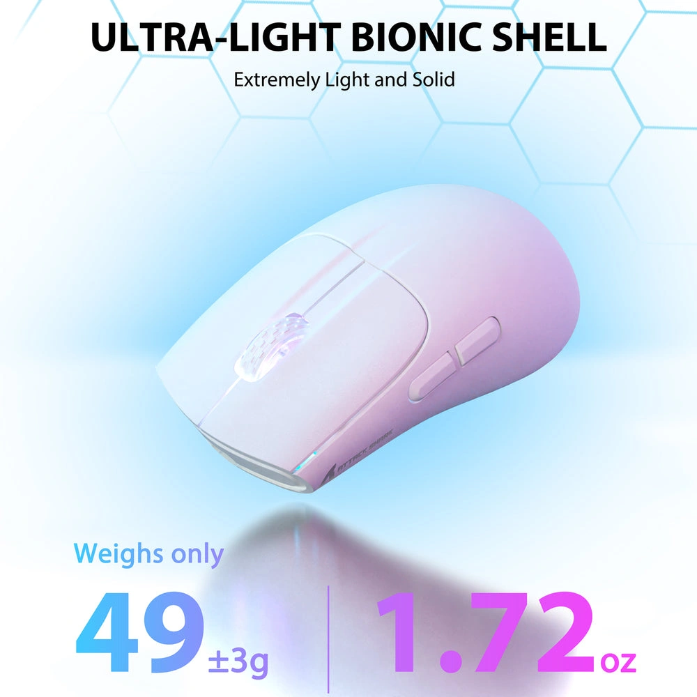 ATTACK SHARK X5 Wireless White RGB Weightless Gaming Mouse,49g Featherweight Design, Tri-Mode (BT/2.4G/Wired), RGB, White | X5 thumbnail 7