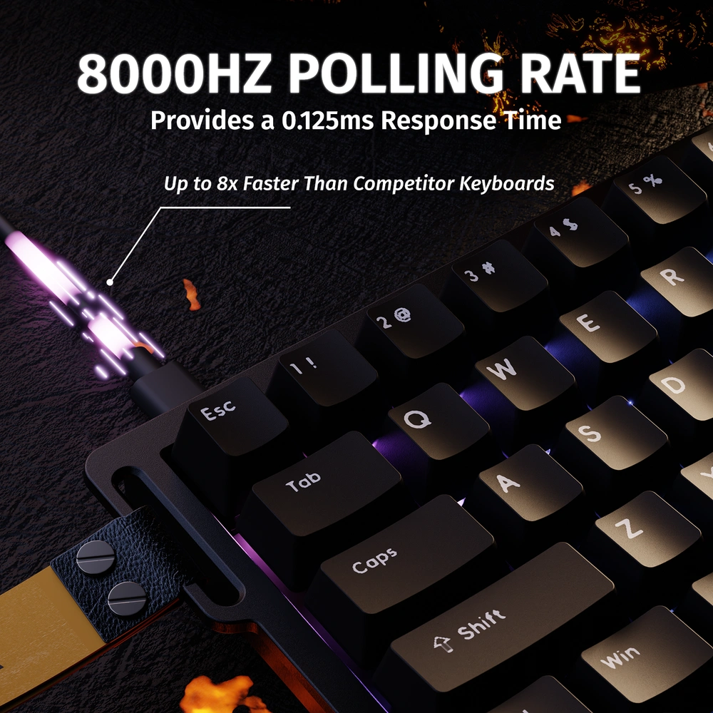 ATTACK SHARK X68 HE Magnetic Switch Gaming Keyboard, 66 Keys Compact Layout, 8000Hz Polling Rate, 0.01mm Rapid Trigger, Tri-Mode RGB, Black | X68 HE thumbnail 2