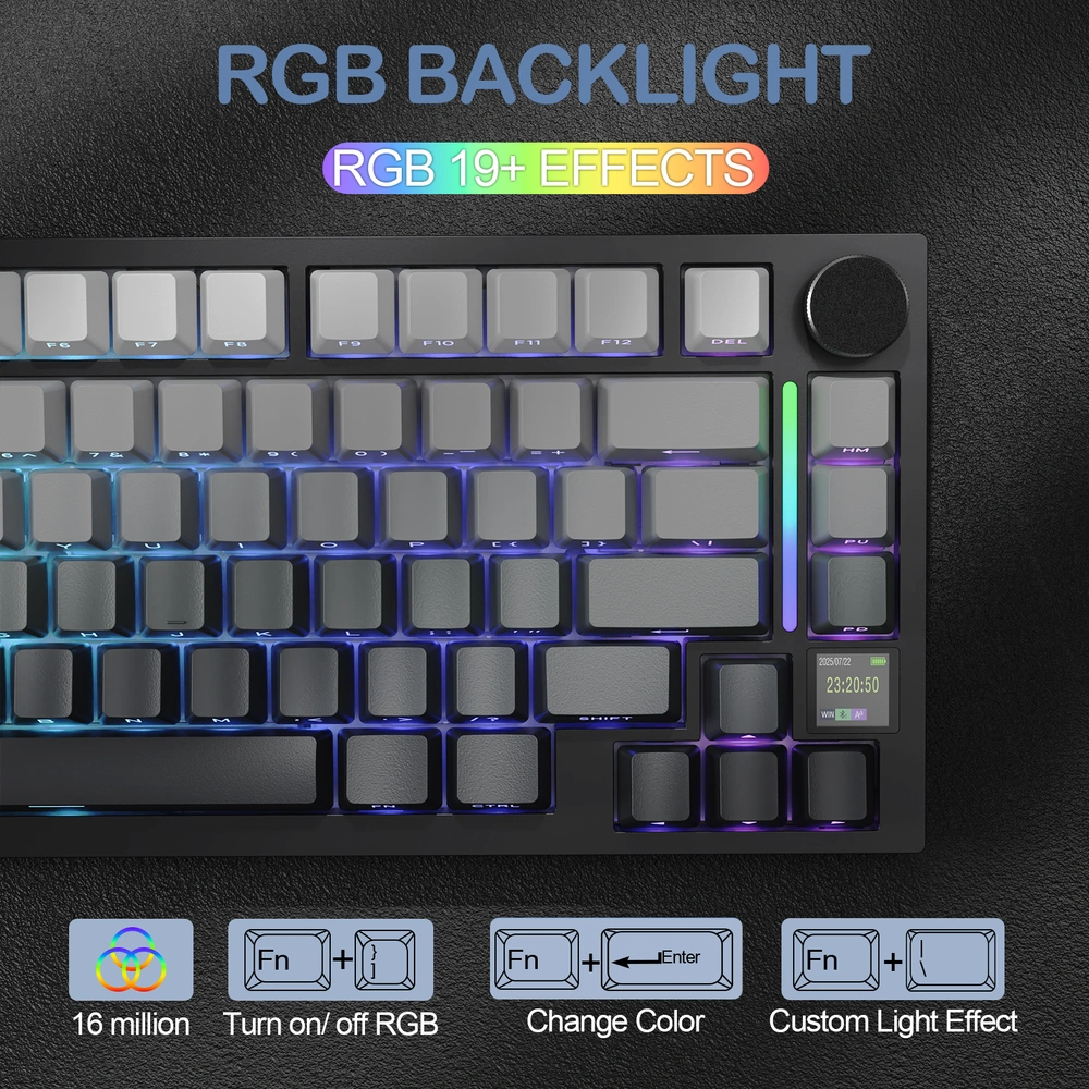 ATTACK SHARK X820 Ultra RGB Tri-Mode Gasket MOON LIGHT Mechanical Keyboard, 75% Compact Layout, Smart Display & Knob, Gift Switches, Hot-Swappable | X820 Ultra thumbnail 3