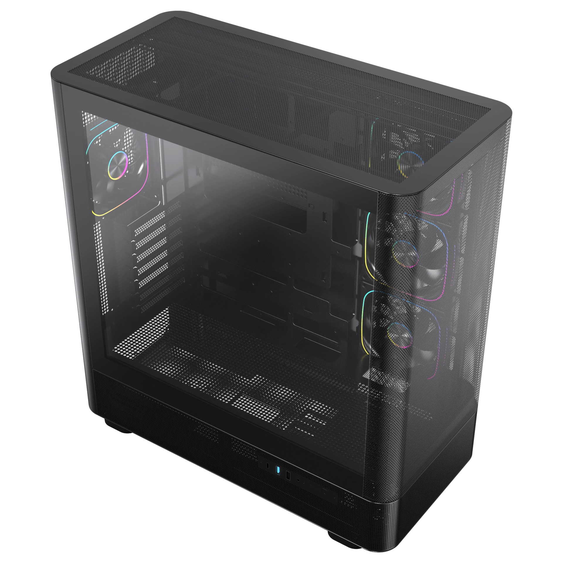 Acegeek Lunaris Flow Black Gaming Case, E-ATX Support, High-Speed USB Type-C, Panoramic Tempered Glass, High Airflow Mesh Design | AG-LUNARISFLOW-BK thumbnail 6